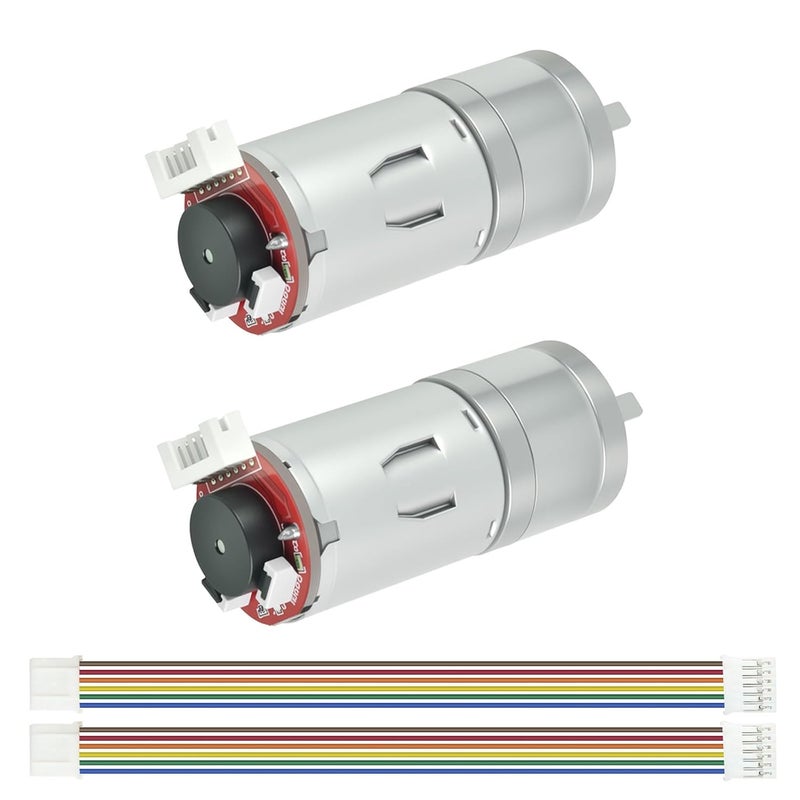 XiaoR Geek محرك تروس 2 قطعة مع مشفر DC 12V 100RPM نسبة التروس 1:45 عمود D مشفر معدني محرك تروس فضي للسيارة الذكية/روبوت نموذج RC DIY محرك - Image 1